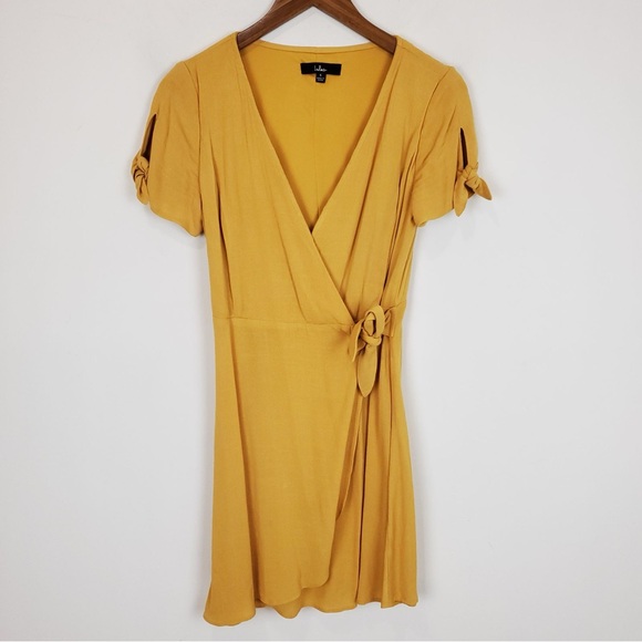 Lulus My Philosophy Golden Yellow Wrap Dress - Picture 3 of 9